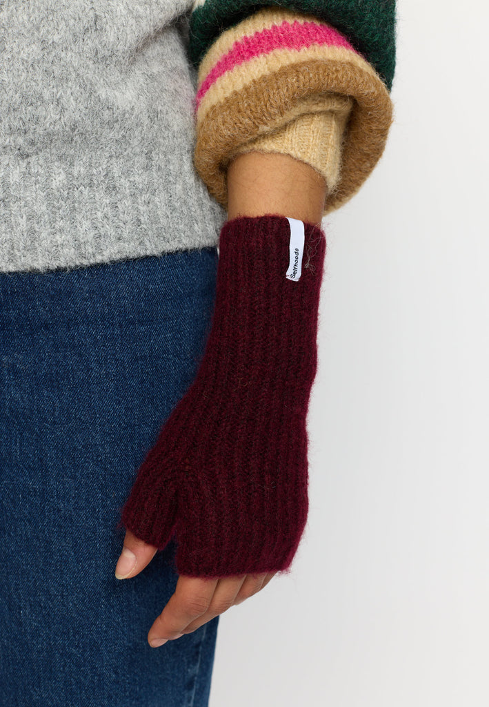Selfhood Fluffy Half-Mittens Accessories Burgundy
