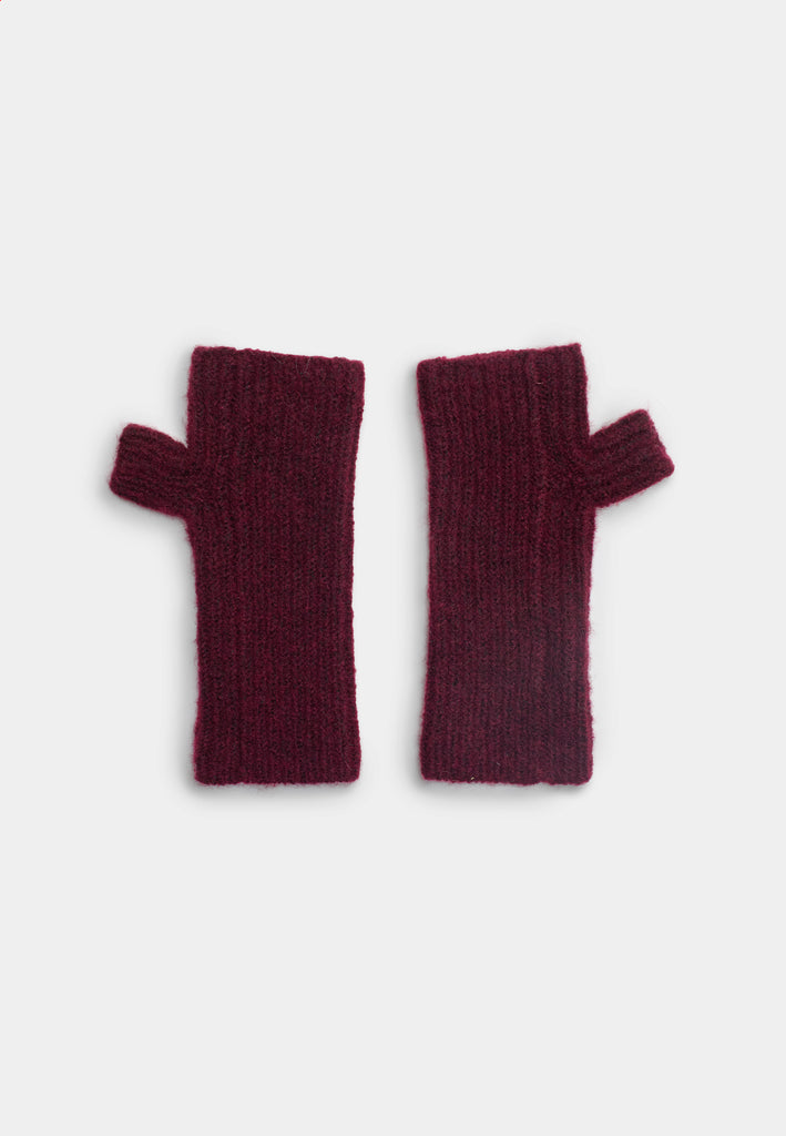 Selfhood Fluffy Half-Mittens Accessories Burgundy