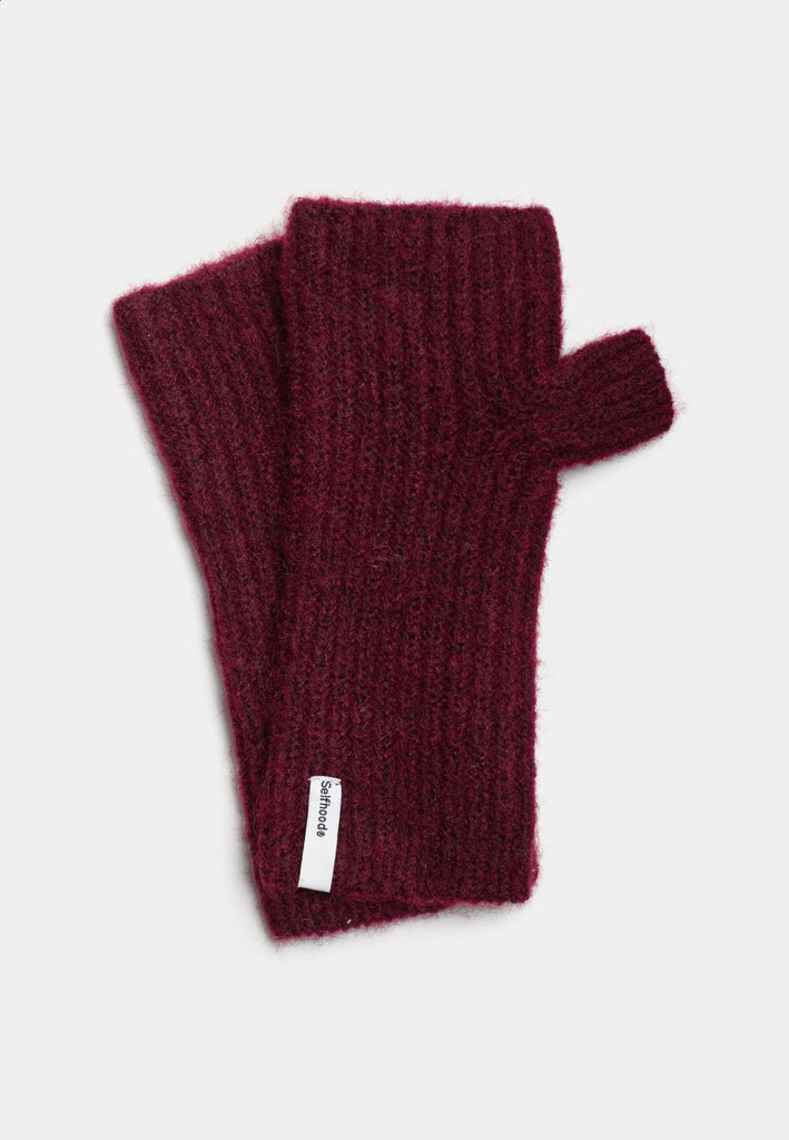 Selfhood Fluffy Half-Mittens Accessories Burgundy