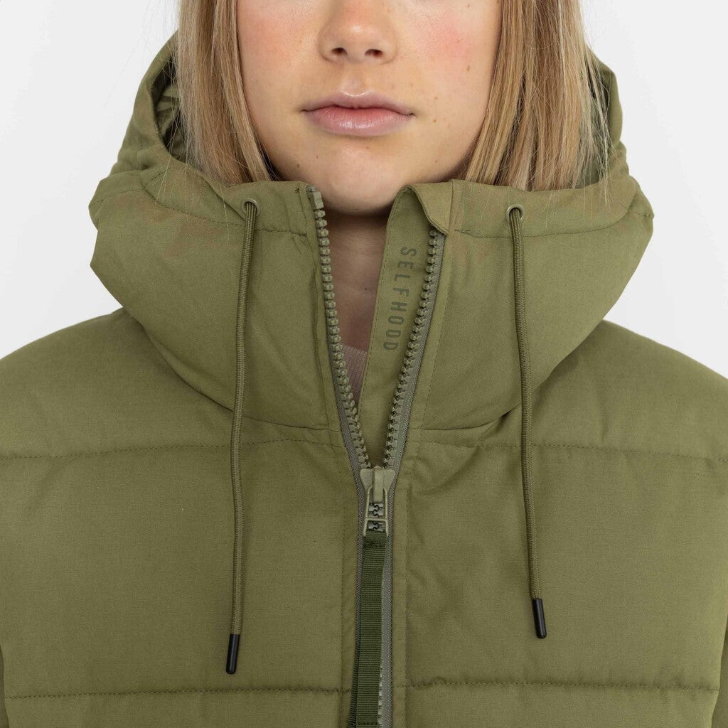 Selfhood Hodded Puffer Jacket Winter Outerwear Green