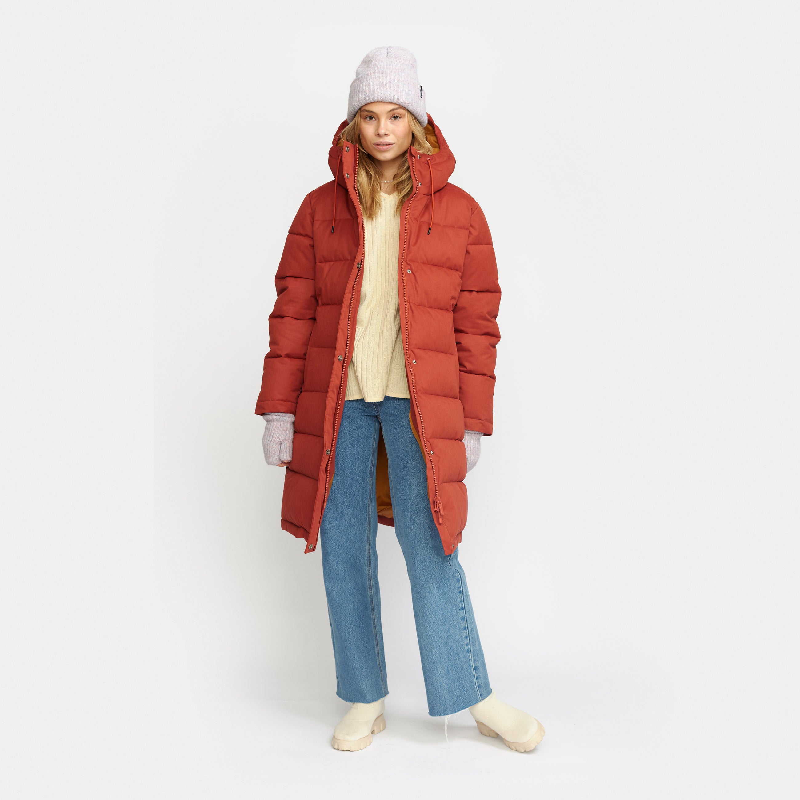 Hooded Puffer Coat 77147 Rust – Selfhood
