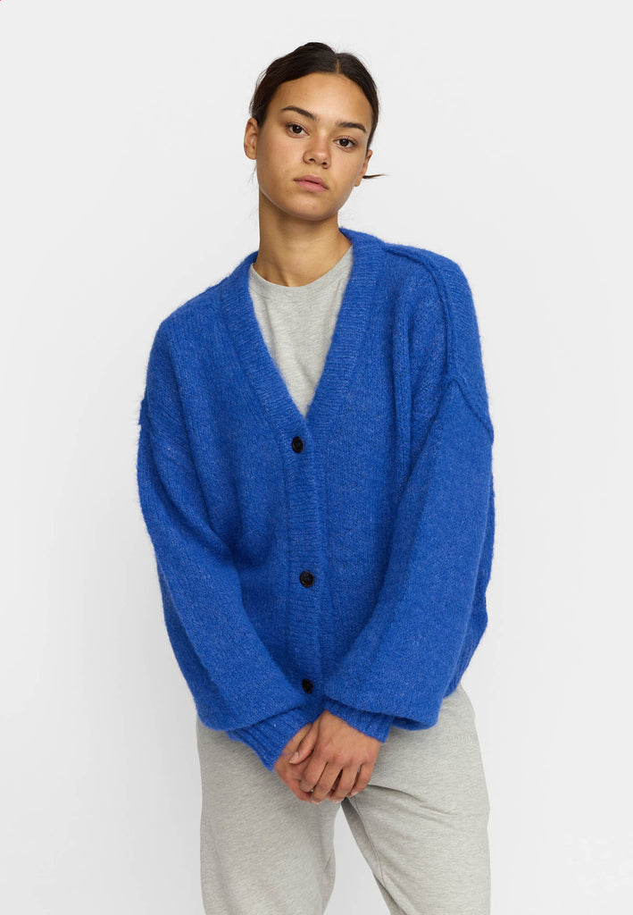 Selfhood Knitted Mohair Cardigan Knitwear Blue