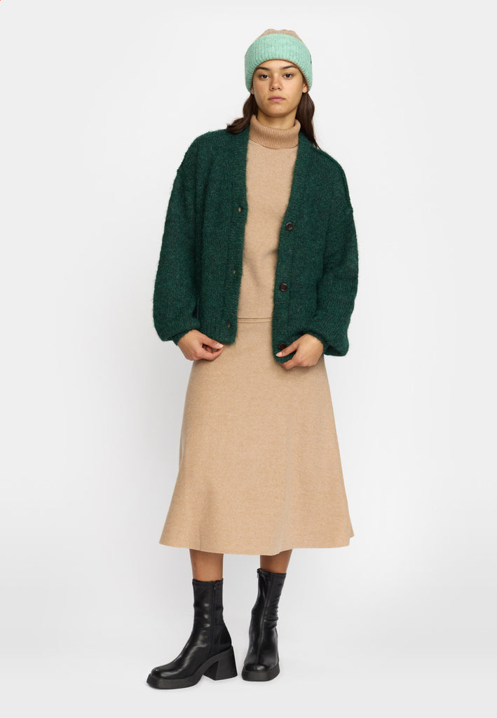 Selfhood Knitted Mohair Cardigan Knitwear Darkgreen