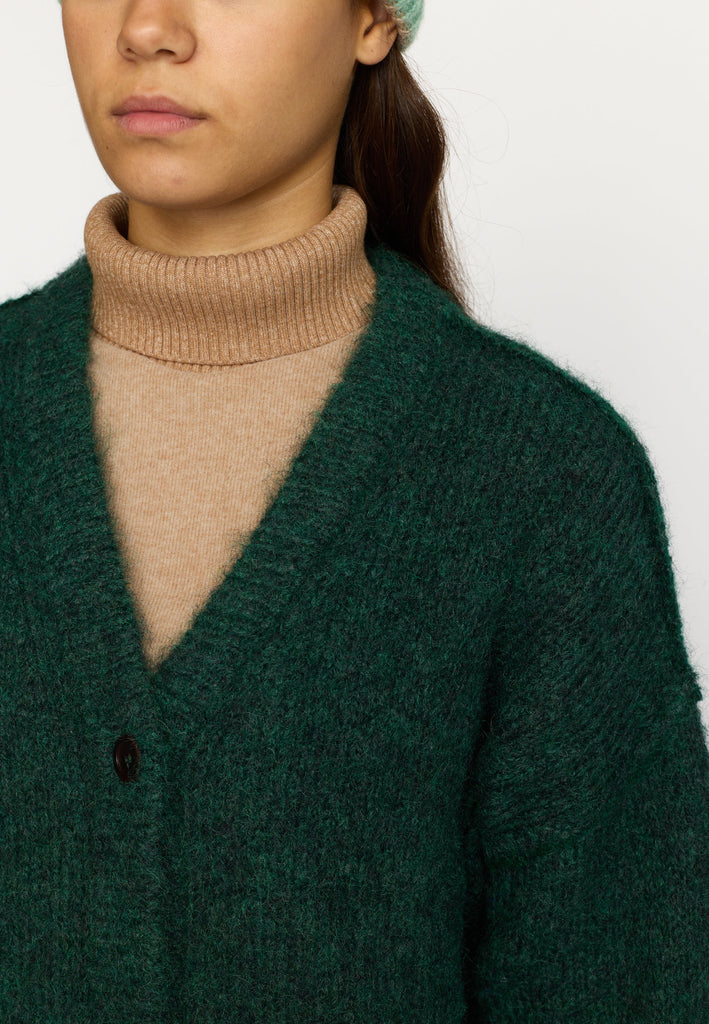 Selfhood Knitted Mohair Cardigan Knitwear Darkgreen