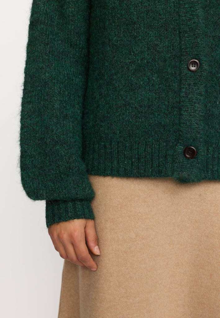 Selfhood Knitted Mohair Cardigan Knitwear Darkgreen