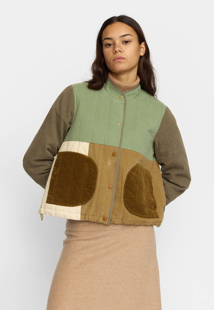 Selfhood Quilted Patchwork Jacket Lightweight Outerwear Army
