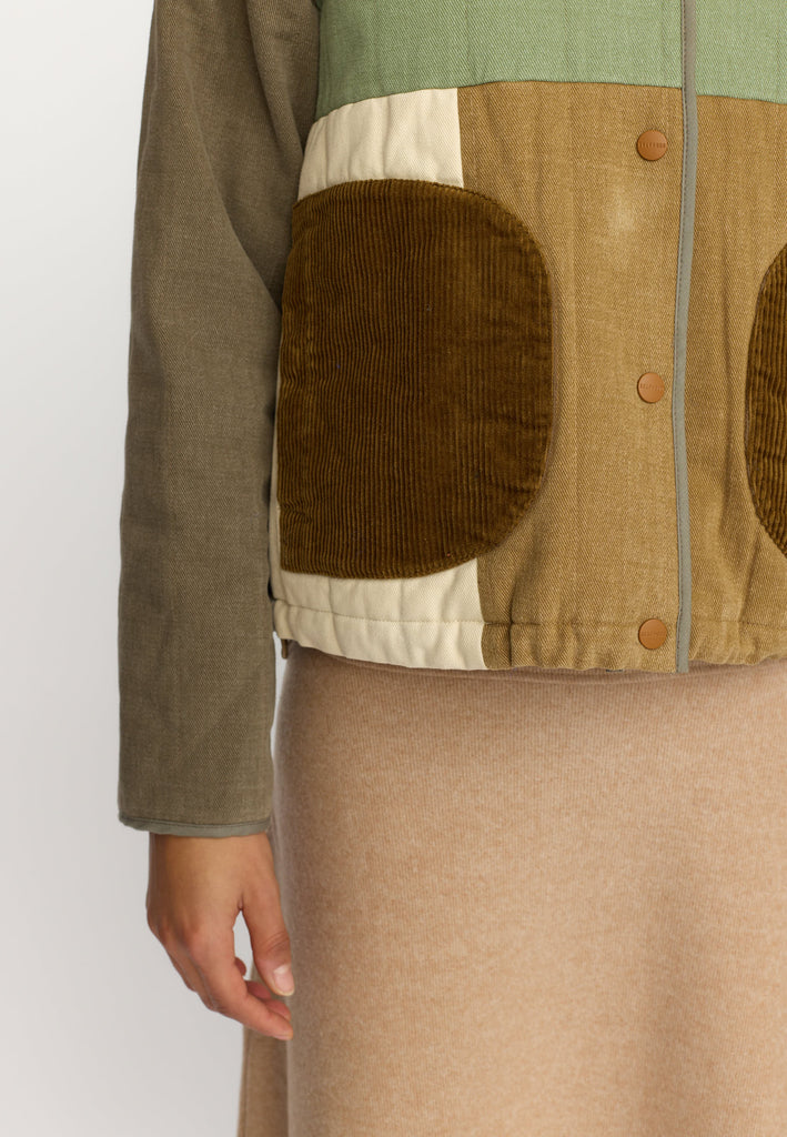 Selfhood Quilted Patchwork Jacket Lightweight Outerwear Army