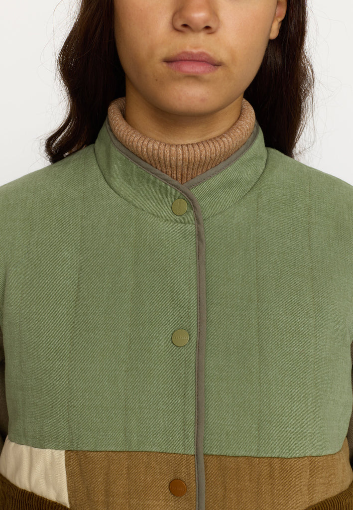 Selfhood Quilted Patchwork Jacket Lightweight Outerwear Army