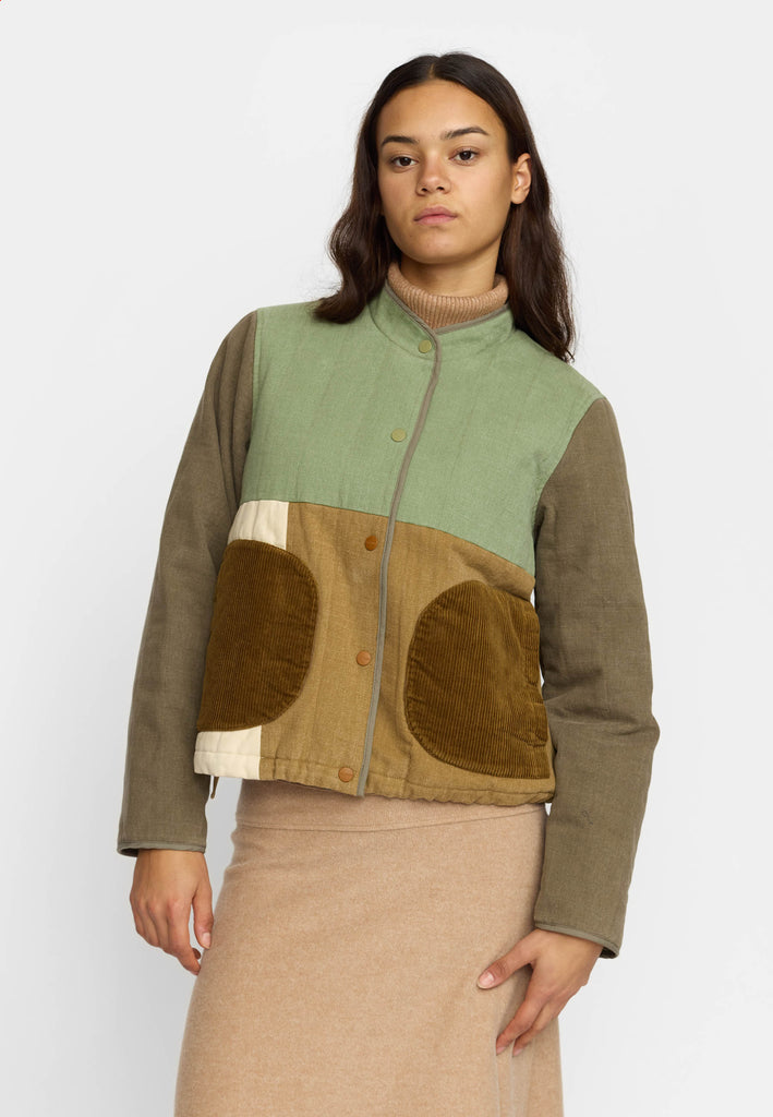 Selfhood Quilted Patchwork Jacket Lightweight Outerwear Army