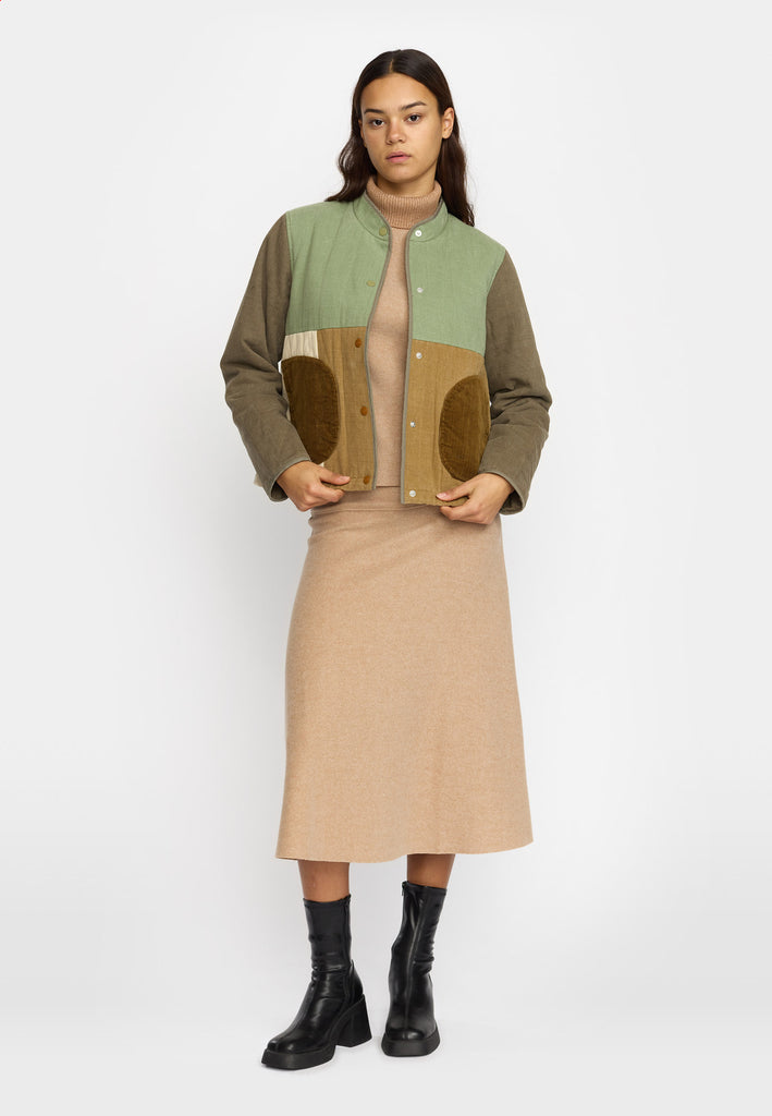 Selfhood Quilted Patchwork Jacket Lightweight Outerwear Army