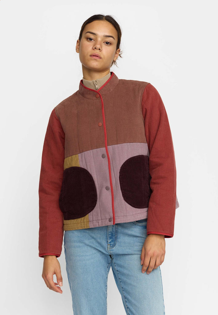 Selfhood Quilted Patchwork Jacket Lightweight Outerwear Brown