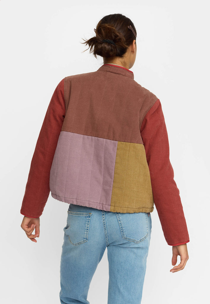 Selfhood Quilted Patchwork Jacket Lightweight Outerwear Brown