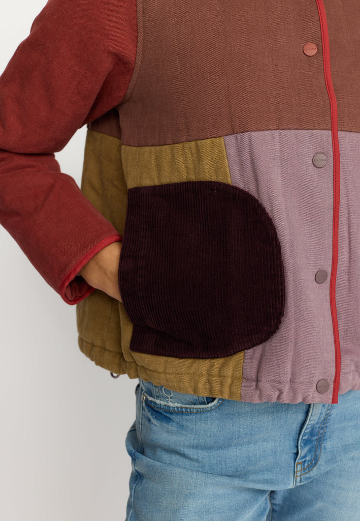 Selfhood Quilted Patchwork Jacket Lightweight Outerwear Brown
