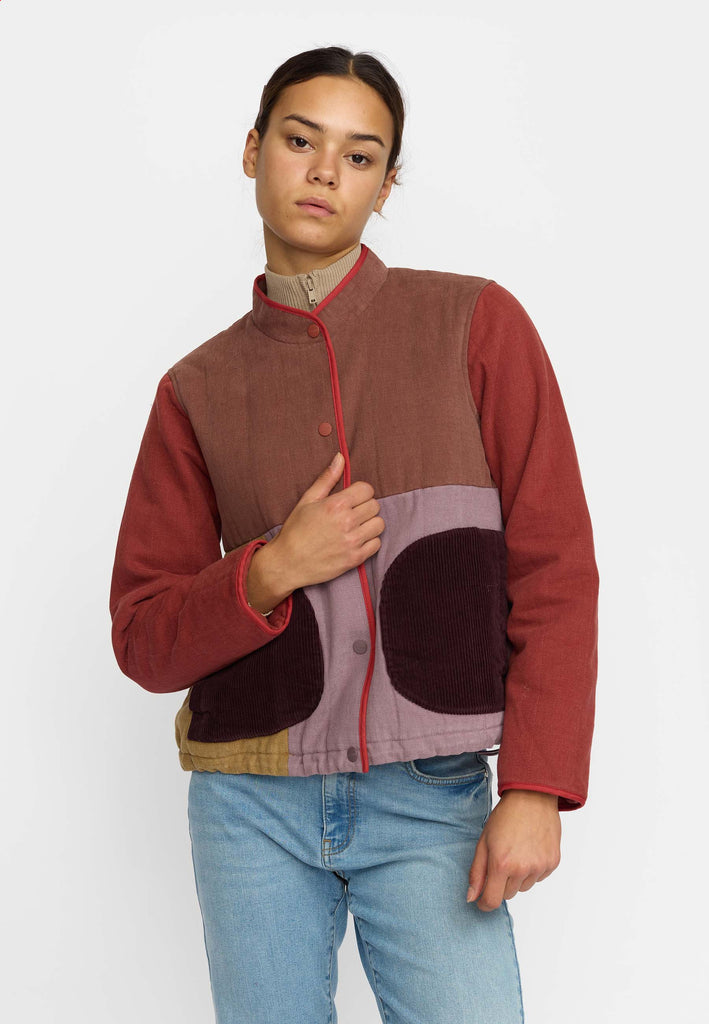 Selfhood Quilted Patchwork Jacket Lightweight Outerwear Brown