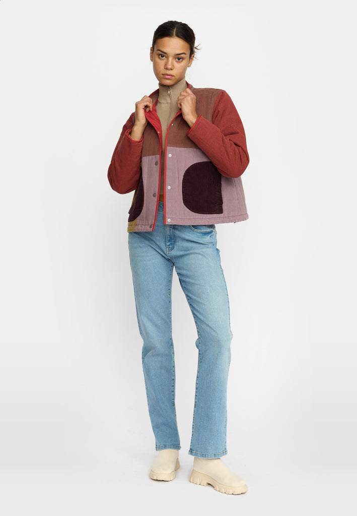 Selfhood Quilted Patchwork Jacket Lightweight Outerwear Brown