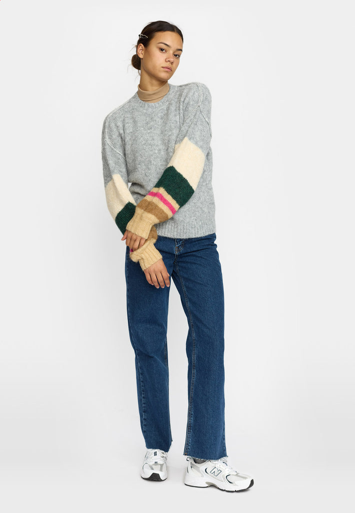 Selfhood Striped Soft Sweater Knitwear Grey