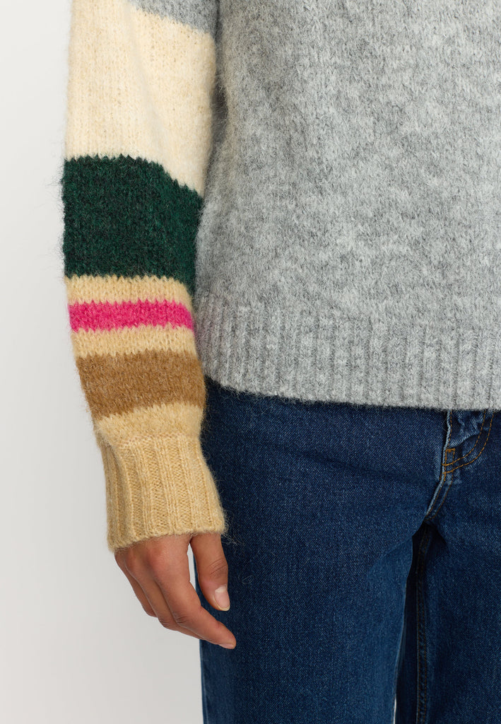 Selfhood Striped Soft Sweater Knitwear Grey