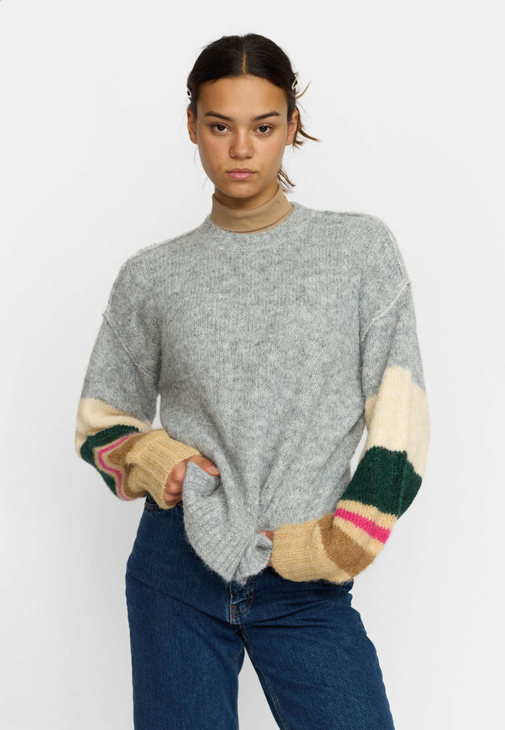 Selfhood Striped Soft Sweater Knitwear Grey