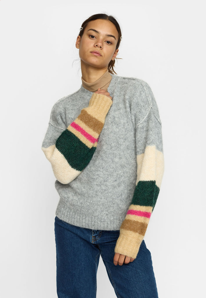 Selfhood Striped Soft Sweater Knitwear Grey